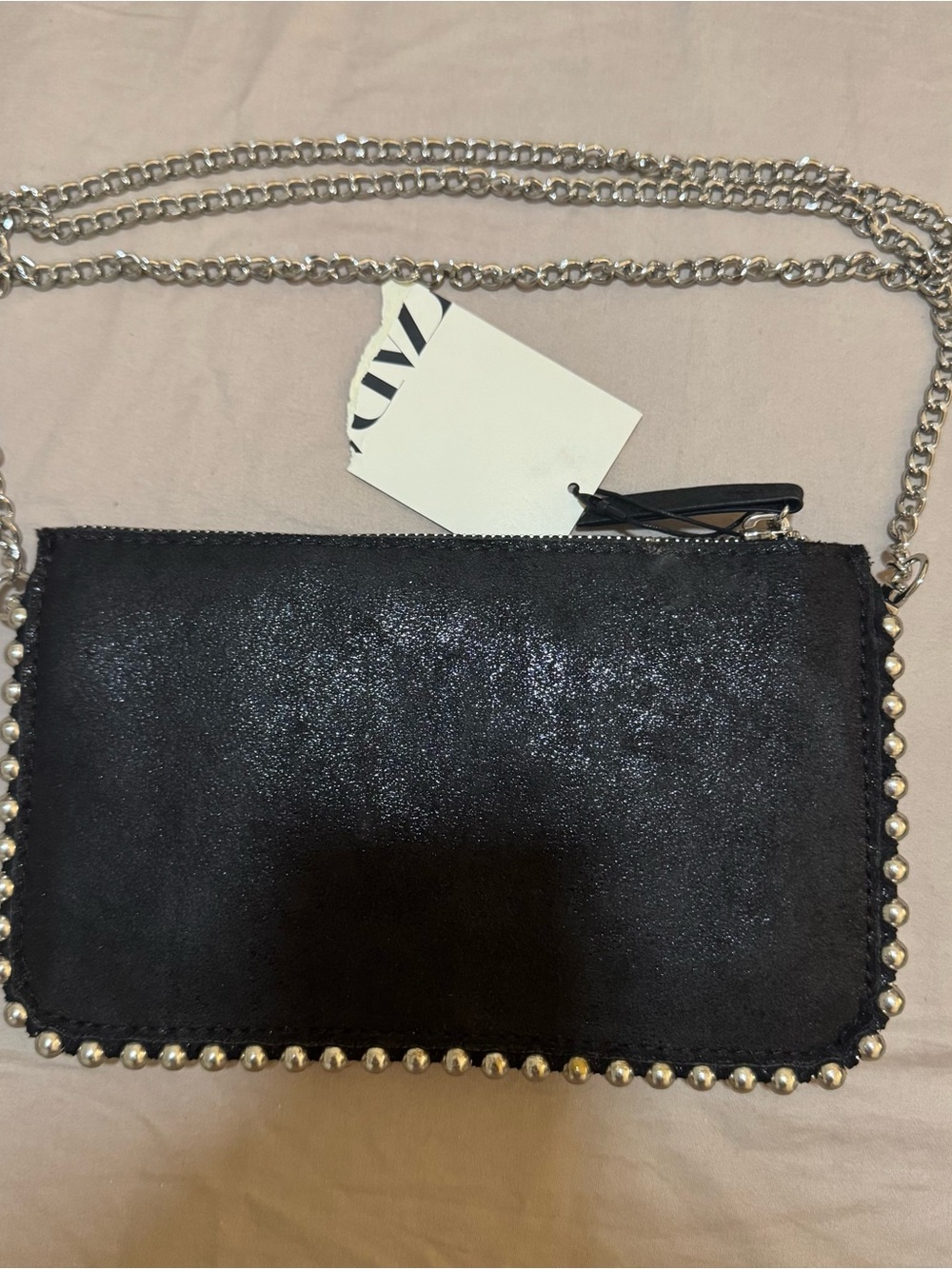 Zara Black Studded Chain Crossbody/Clutch